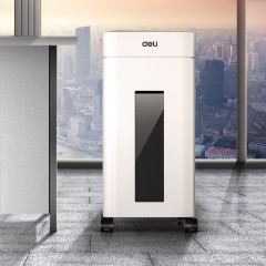 得力(deli)4级保密办公商用碎纸机（单次8张 17L 持续10分钟 可碎卡碎光盘）9924 白色